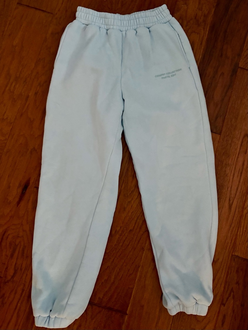 Comfort Light Blue Fleece Jogger Pants - Elastic Waist & Ankles